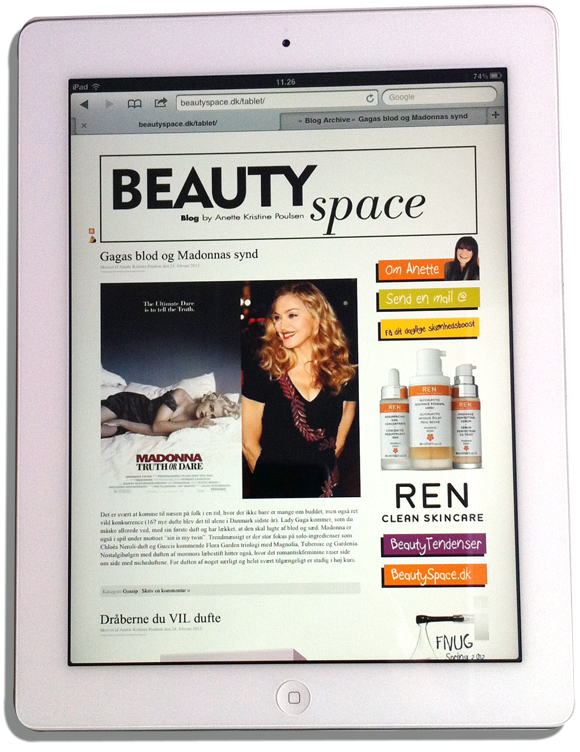 beautyspace on tablet